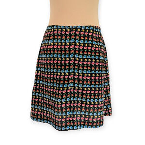 90's Express Compagnie Mini Flare Skirt Size 7/8 Black Floral Ditsy NWOT
